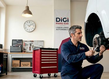 Un mécanicien examine un véhicule utilitaire dans son atelier.