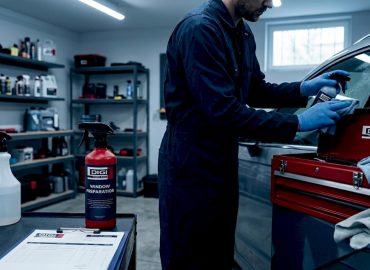 1779195784409_Technicien-prepare-une-vitre-teintee-en-atelier Un technicien s’affaire à la préparation d’une vitre teintée dans l’atelier.