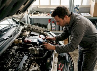 Un technicien procède à la vérification du système de climatisation d’une voiture.