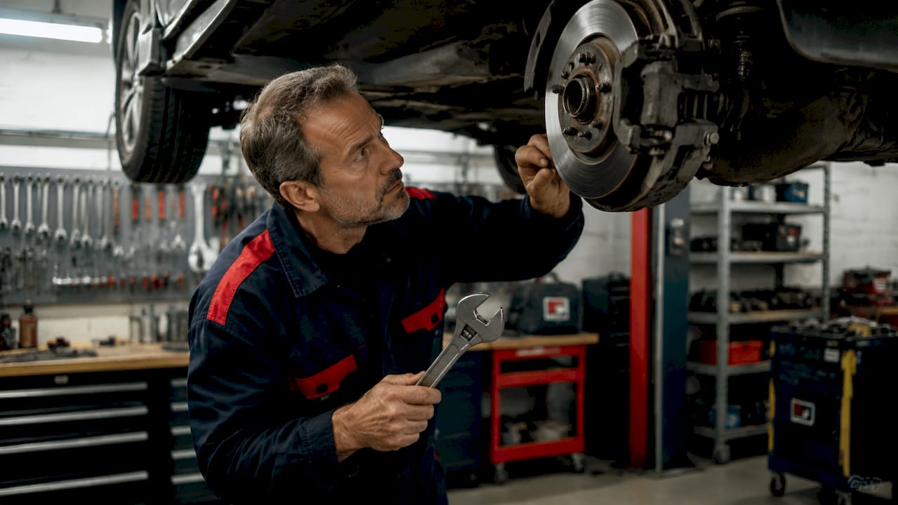 Un mécanicien vérifie le niveau d’huile moteur sur une voiture.