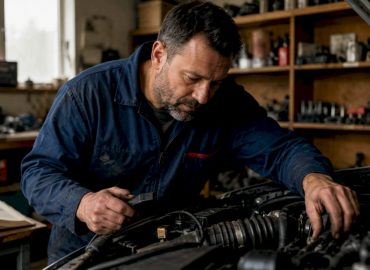 Un technicien contrôle le moteur d’une voiture adaptée pour fonctionner à l’éthanol.