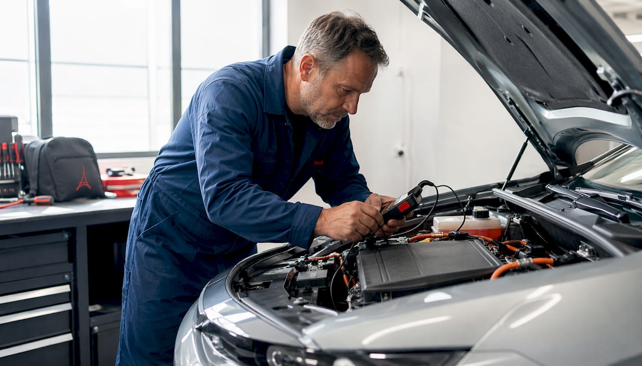 Un technicien procède au réglage de l’ECU moteur suite à une modification.