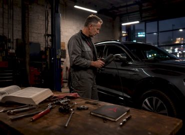 Un technicien effectue un diagnostic automobile au sein de l’atelier.