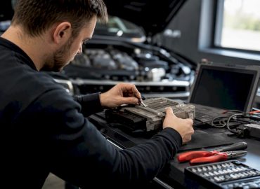 1787288642910_Mains-technicien-manipulant-boitier-reprogrammation Mains d'un technicien manipulant un boîtier de reprogrammation