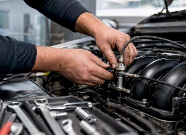 1787459942085_Technician-installing-hydrogen-injector-on-engine-intake Technicien installant un injecteur d'hydrogène sur l'admission du moteur