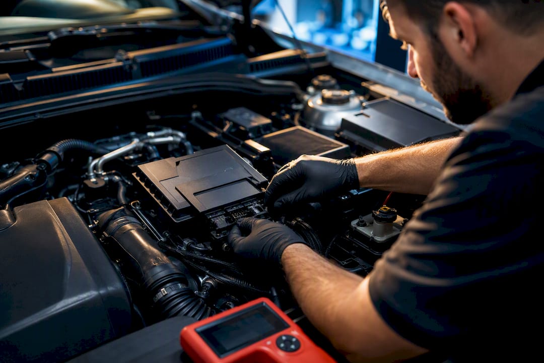 Boîtier E85 vérifié dans le compartiment moteur