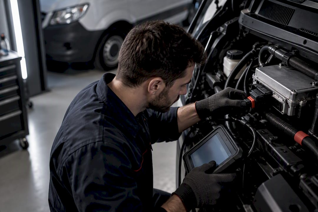 Branchement de l’ECU d’un utilitaire en atelier