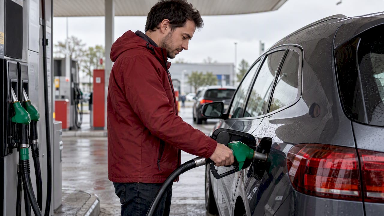 Voiture remplie d'E85 à la pompe