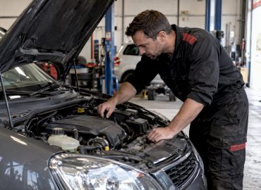 Technicien vérifiant une voiture avant le contrôle technique